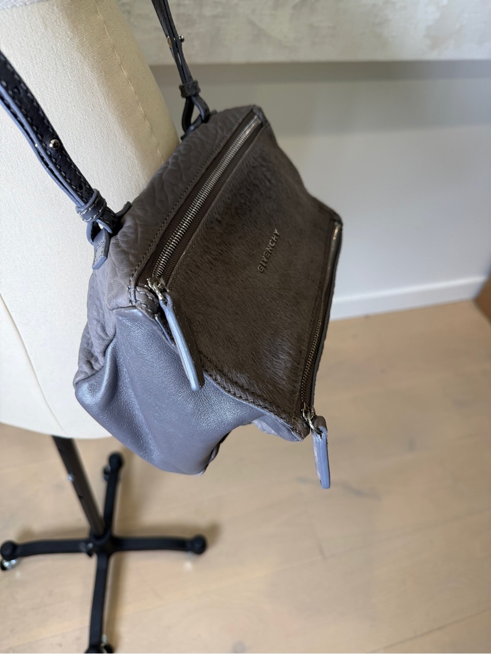 Givenchy Gray Pony & Pebbled Leather Crossbody Pandora - Picture 8 of 16